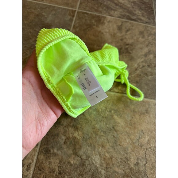 Salt + Cove One Shoulder Ribbed Bikini Top Citron Yellow Size Large - Picture 8 of 8